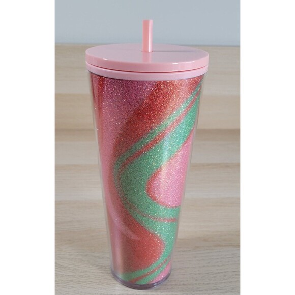 Starbucks Holiday 2020 Glitter Peppermint Swirl 24 oz. Cold Cup Tumbler New - Picture 2 of 6
